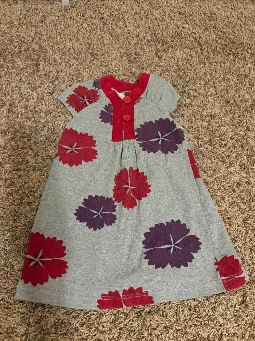 Tea Collection Sundress Estimated Size 5 Gray Red and Purple Floral Print Button